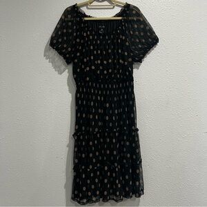 Kate and lily women's dress black brown polka dots Sz 20W